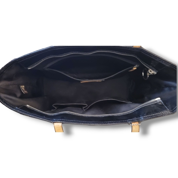 Coach 18676 Quilted Poppy Black on Black Jacquard Silver Tote Bag - Picture 14 of 17